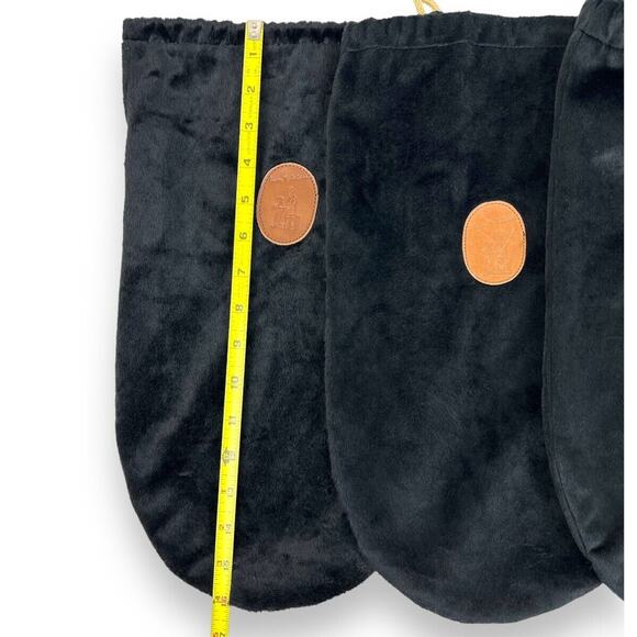 Vintage Shoe Dust Bags Tauer Johnson Lot 6 Black Velveteen Cord Pulls Logo - Picture 8 of 8